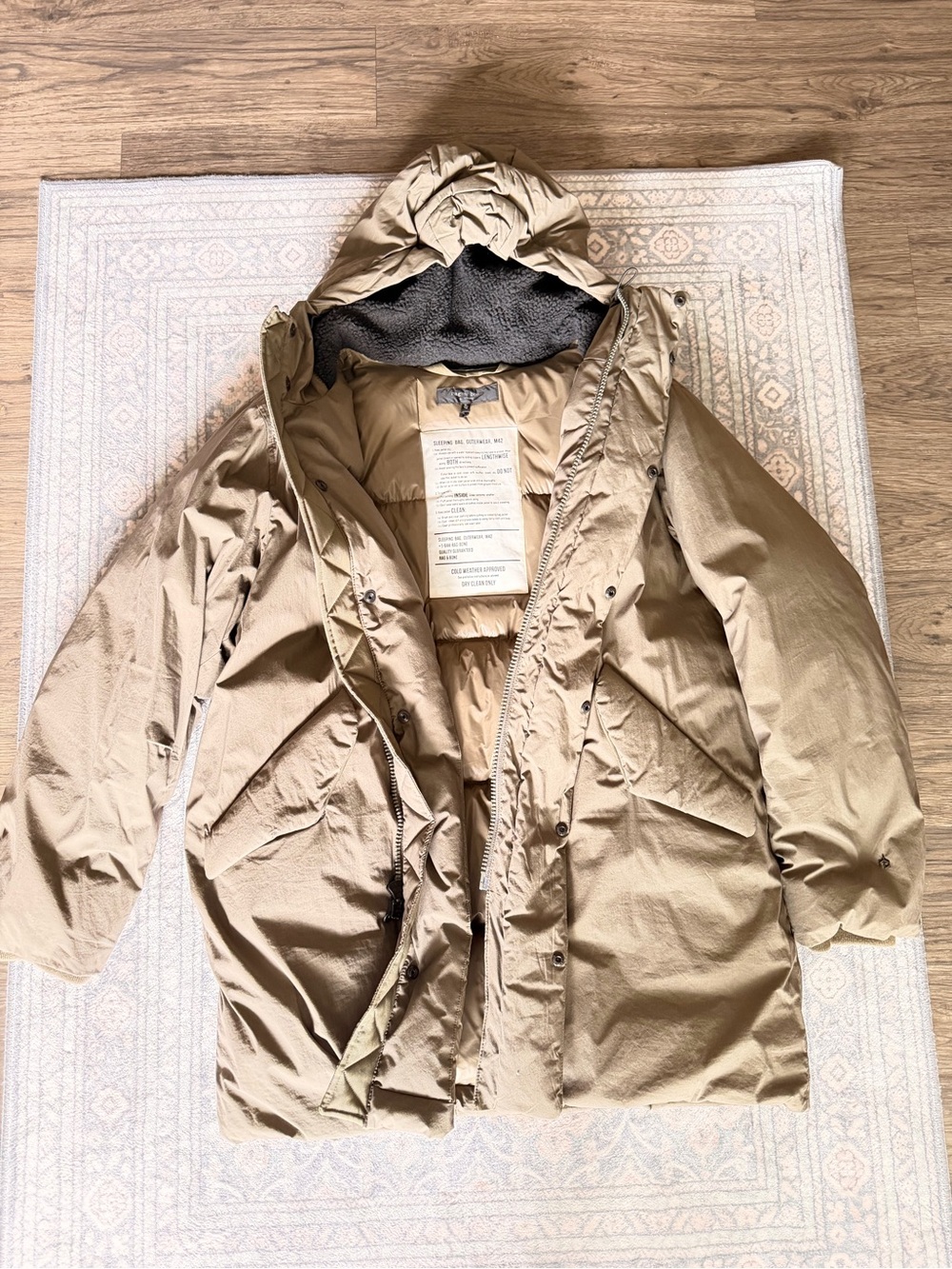 Rag & Bone M42 Sleeping Bag Down Puffer Parka Men’s XL Khaki Hooded Jacket
